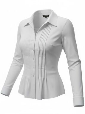 Modern Works Pleated Button Up Blouse Size M